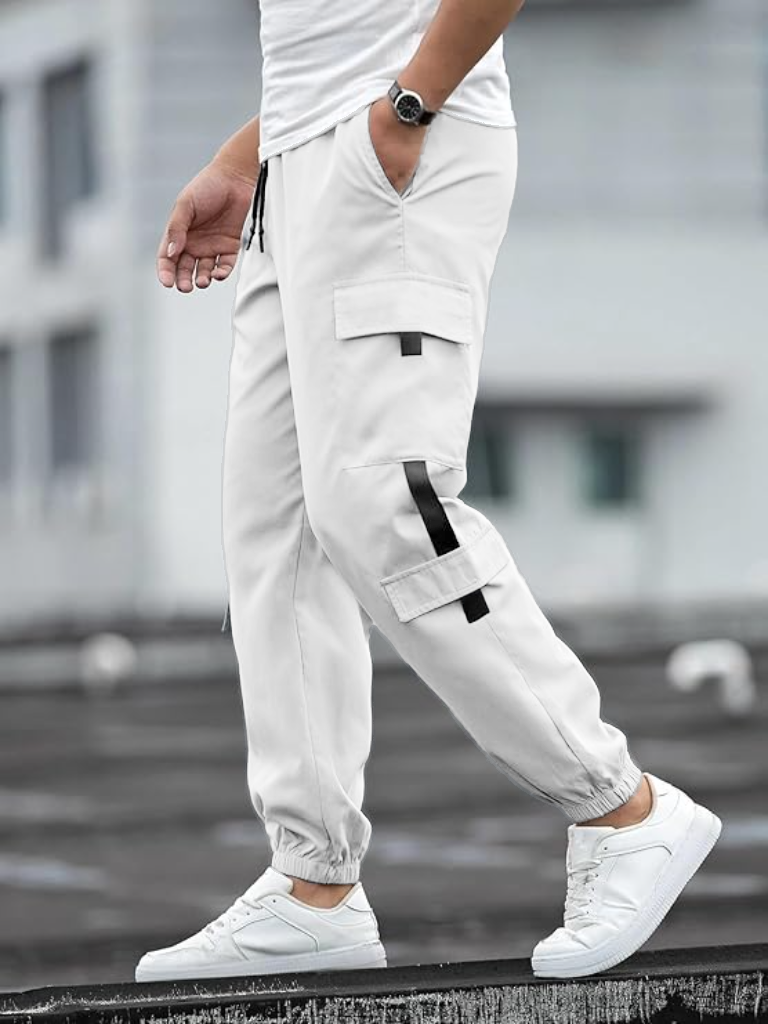 Mack Jonney  Regular Fit  White Polyster Lycra Trackpant For Men