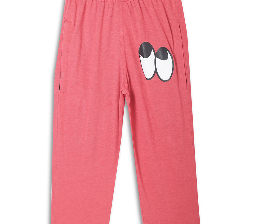 Mack Jonney Printed  Pink Regular Fit Cotton blended Trackpant For Boys