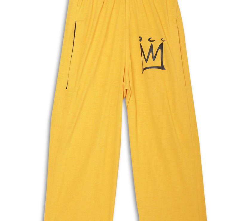 Mack Jonney Printed  Yellow Regular Fit Cotton blended Trackpant For Boys