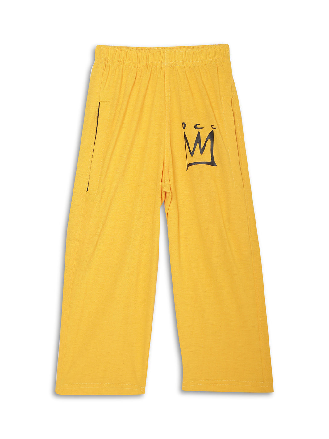 Mack Jonney Printed  Yellow Regular Fit Cotton blended Trackpant For Boys