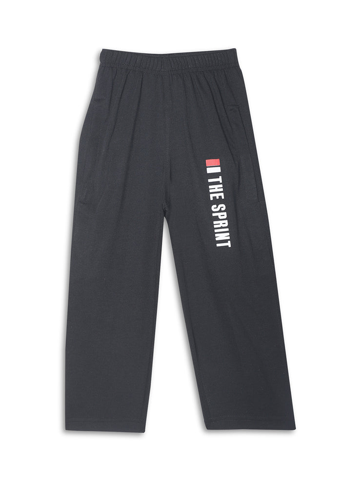 Mack Jonney Printed  Black Regular Fit Cotton blended Trackpant For Boys