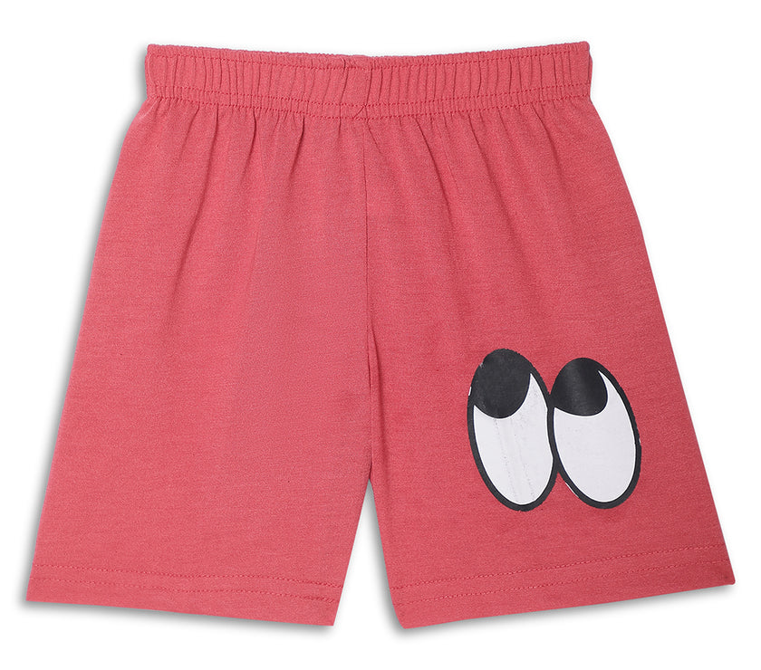 Mack Jonney Printed  Pink Regular Fit Cotton blended Shorts For Kids