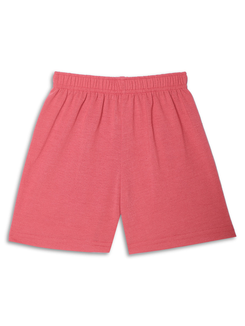 Mack Jonney Printed  Pink Regular Fit Cotton blended Shorts For Kids