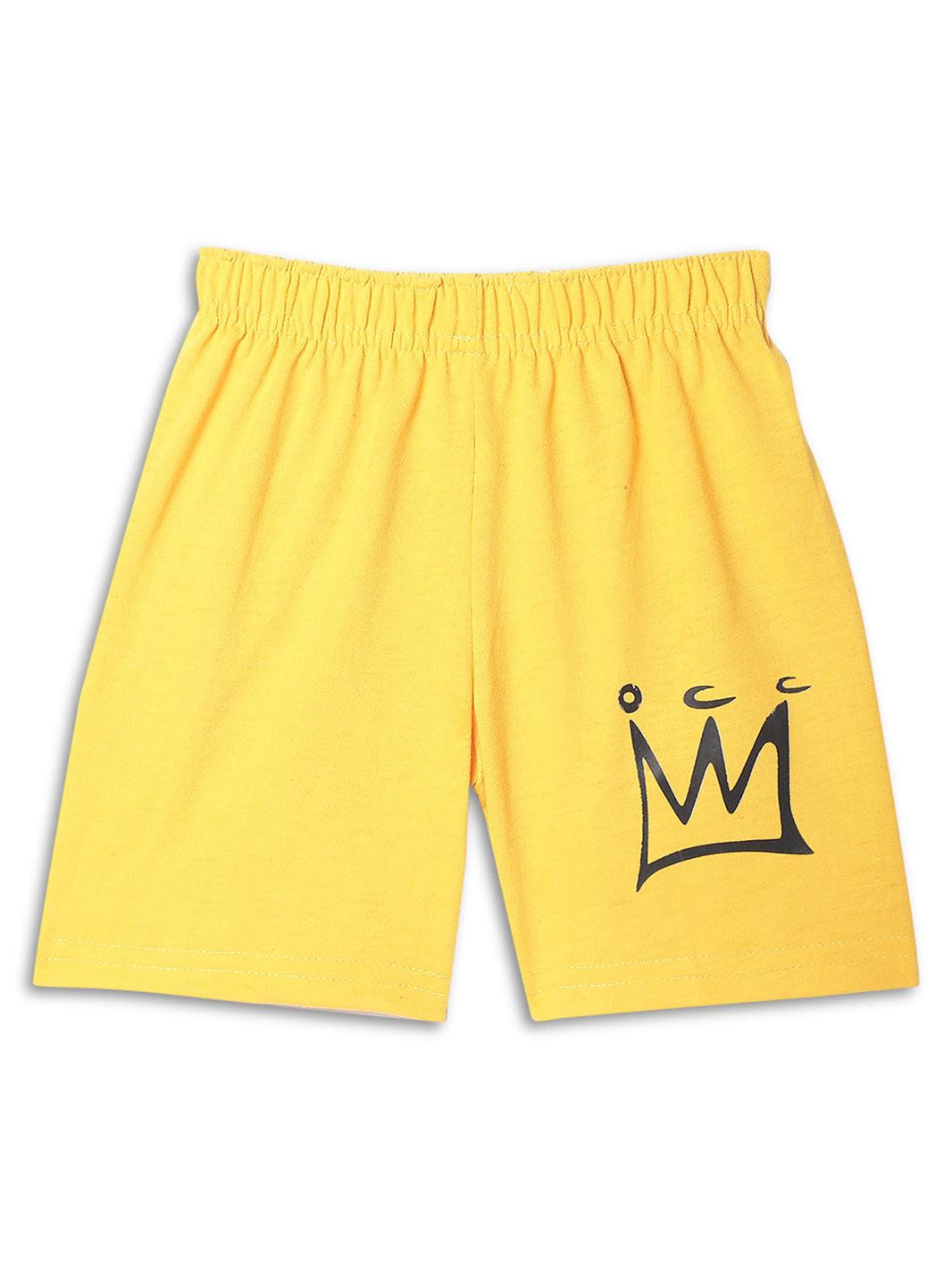 Mack Jonney Printed  Yellow Regular Fit Cotton blended Shorts For Kids