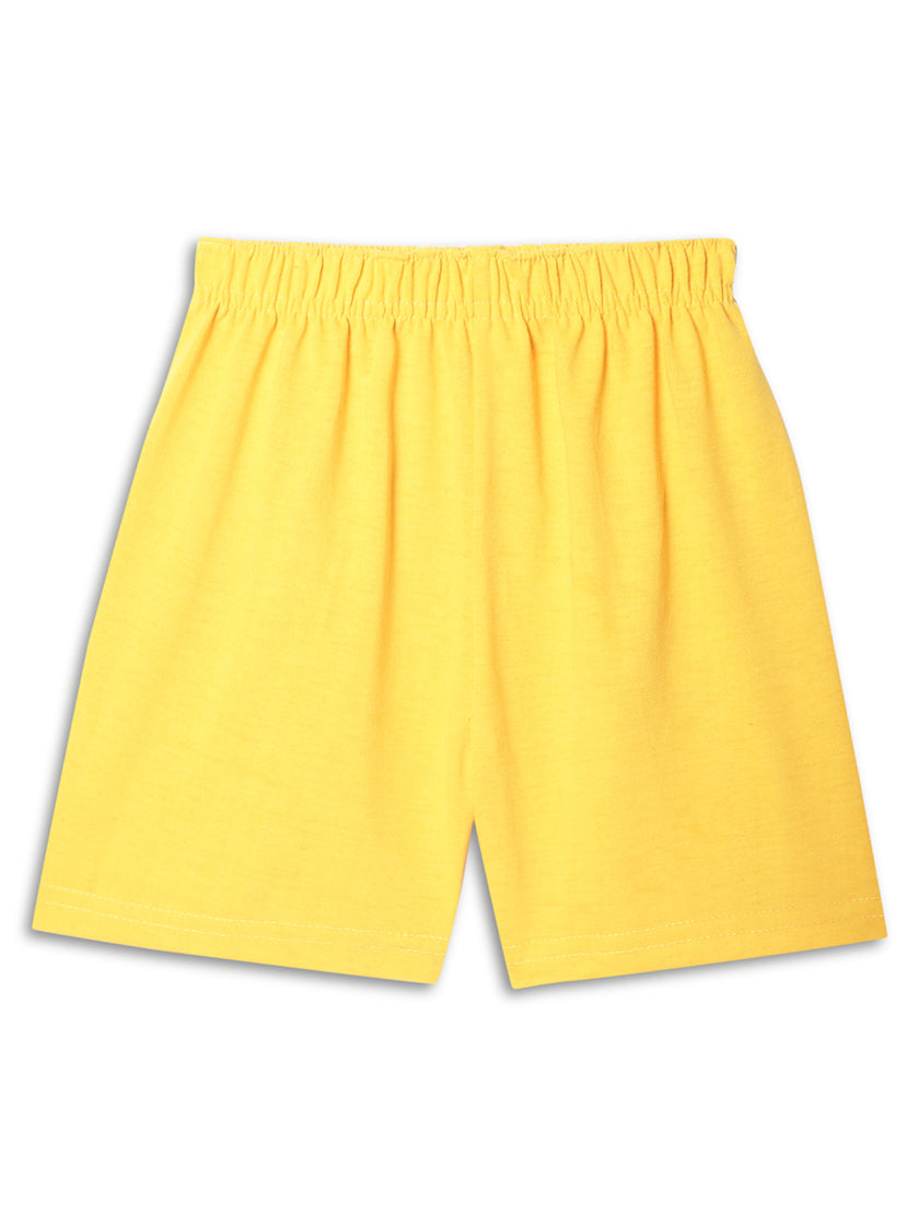 Mack Jonney Printed  Yellow Regular Fit Cotton blended Shorts For Kids