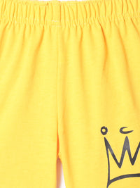 Mack Jonney Printed  Yellow Regular Fit Cotton blended Shorts For Kids