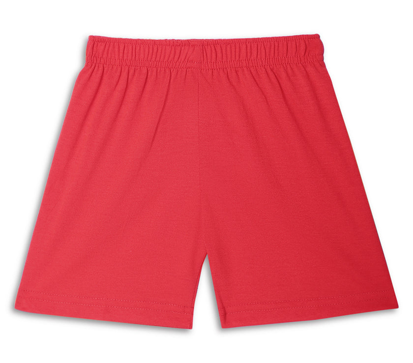 Mack Jonney Printed  Red Regular Fit Cotton blended Shorts For Kids
