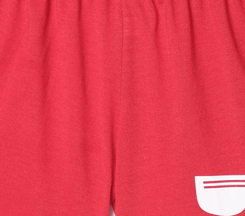 Mack Jonney Printed  Red Regular Fit Cotton blended Shorts For Kids