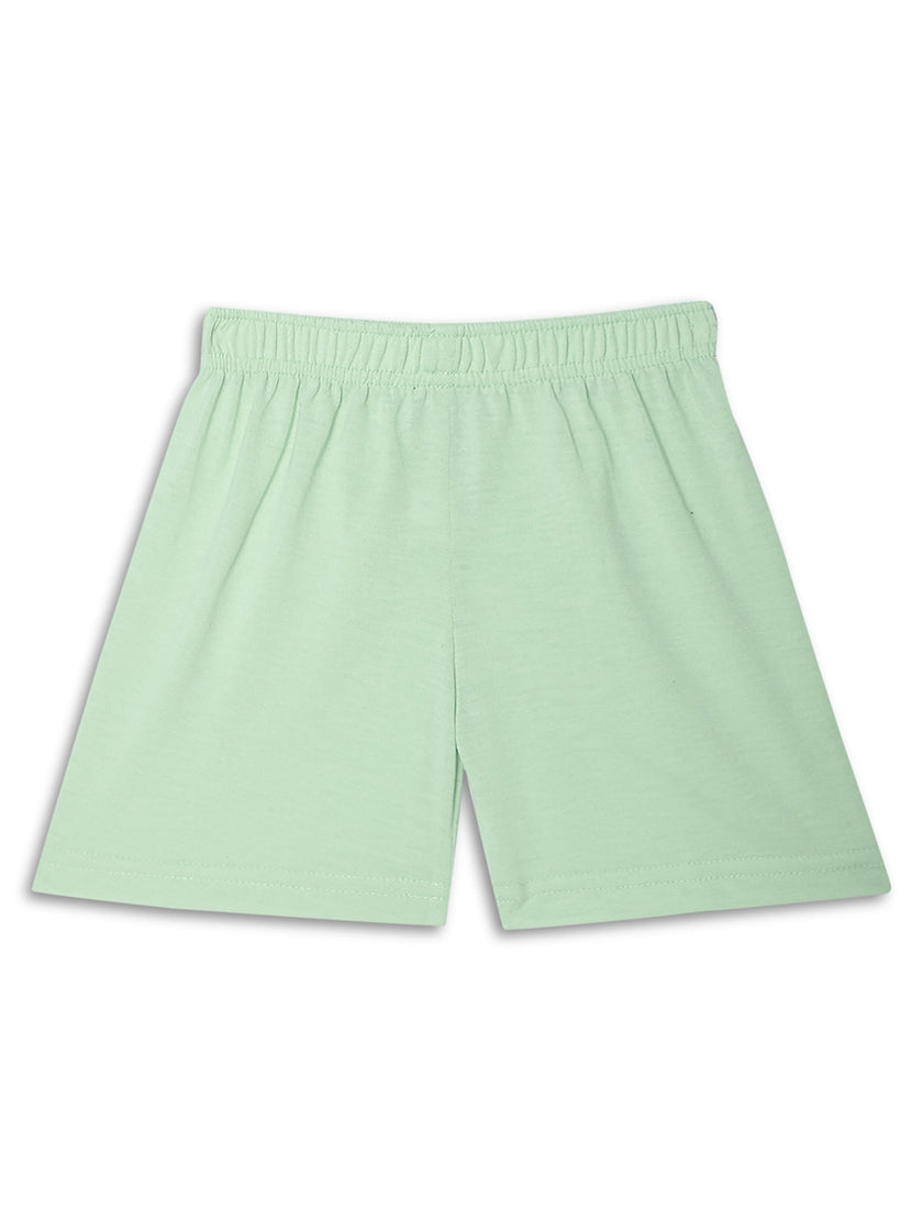 Mack Jonney Printed  Green Regular Fit Cotton blended Shorts For Kids