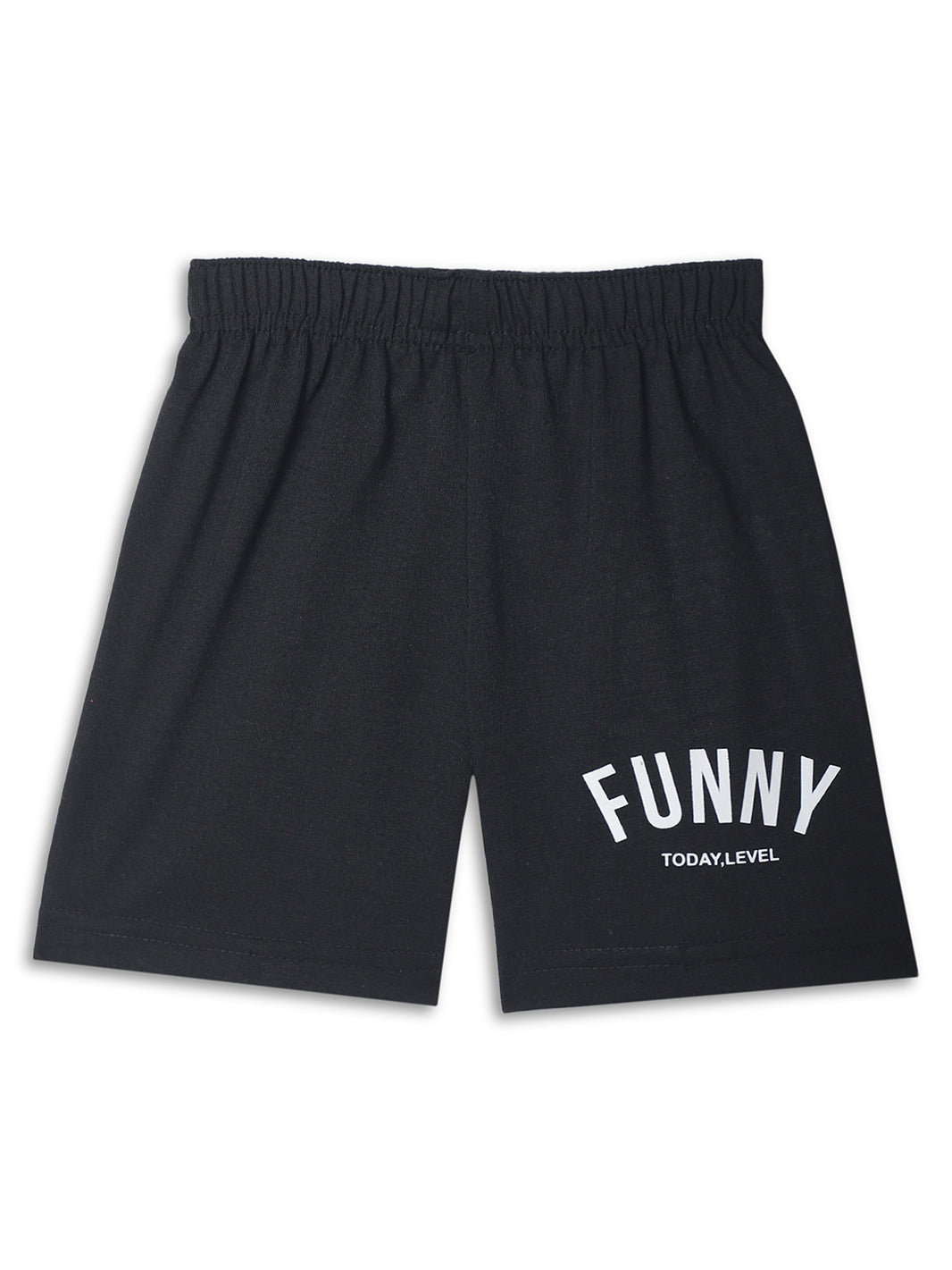 Mack Jonney Printed  Black Regular Fit Cotton blended Shorts For Kids