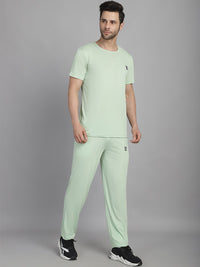 Mack Jonney Light Green Cotton Solid Co-ord Set Tracksuit For Men(Zip On 1 Side Pocket)