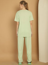 Mack Jonney Light Green Cotton Solid Co-ord Set Tracksuit For Women