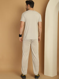 Mack Jonney Light Grey Cotton Solid Co-ord Set Tracksuit For Men(Zip On 1 Side Pocket)