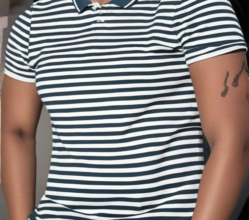 Mack Jonney Men's Striped Cotton Rich Polo T Shirt | Collar Tshirts | Half Sleeves | Stripe-Regular Fit