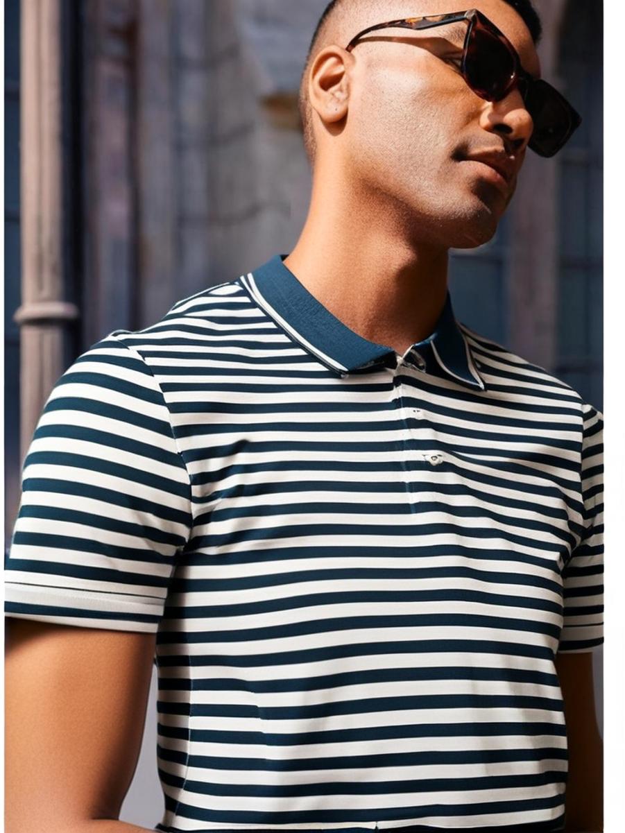 Mack Jonney Men's Striped Cotton Rich Polo T Shirt | Collar Tshirts | Half Sleeves | Stripe-Regular Fit