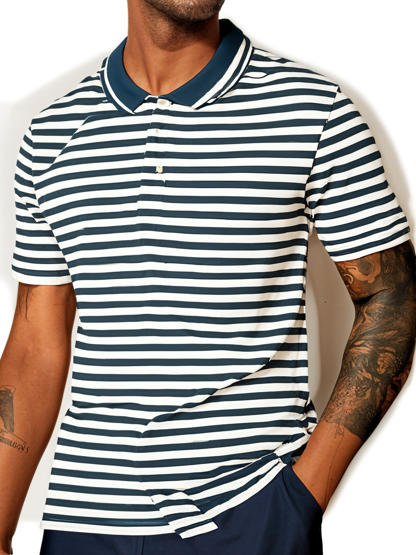 Mack Jonney Men's Striped Cotton Rich Polo T Shirt | Collar Tshirts | Half Sleeves | Stripe-Regular Fit