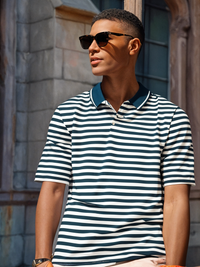 Mack Jonney Men's Striped Cotton Rich Polo T Shirt | Collar Tshirts | Half Sleeves | Stripe-Regular Fit