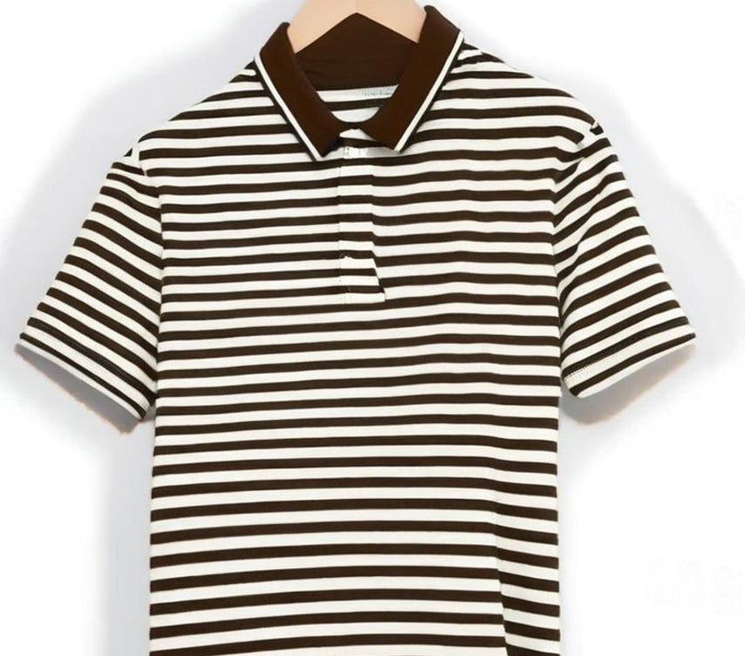 Mack Jonney Men's Striped Cotton Rich Polo T Shirt | Collar Tshirts | Half Sleeves | Stripe-Regular Fit
