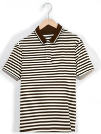 Mack Jonney Men's Striped Cotton Rich Polo T Shirt | Collar Tshirts | Half Sleeves | Stripe-Regular Fit