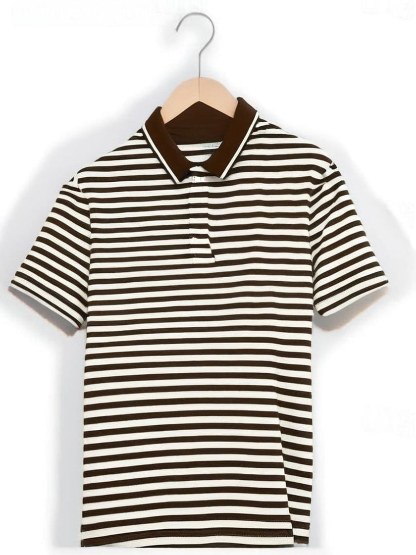 Mack Jonney Men's Striped Cotton Rich Polo T Shirt | Collar Tshirts | Half Sleeves | Stripe-Regular Fit