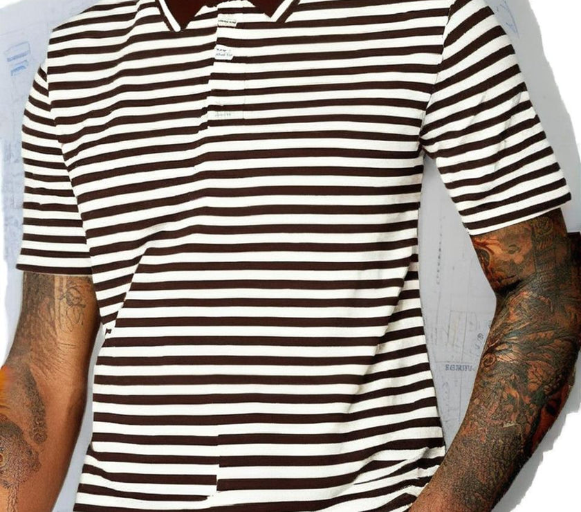 Mack Jonney Men's Striped Cotton Rich Polo T Shirt | Collar Tshirts | Half Sleeves | Stripe-Regular Fit