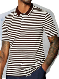 Mack Jonney Men's Striped Cotton Rich Polo T Shirt | Collar Tshirts | Half Sleeves | Stripe-Regular Fit