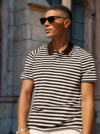 Mack Jonney Men's Striped Cotton Rich Polo T Shirt | Collar Tshirts | Half Sleeves | Stripe-Regular Fit