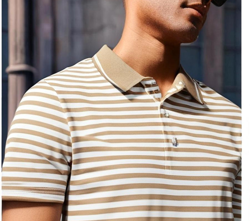 Mack Jonney Men's Striped Cotton Rich Polo T Shirt | Collar Tshirts | Half Sleeves | Stripe-Regular Fit