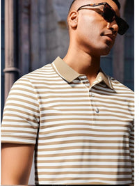 Mack Jonney Men's Striped Cotton Rich Polo T Shirt | Collar Tshirts | Half Sleeves | Stripe-Regular Fit