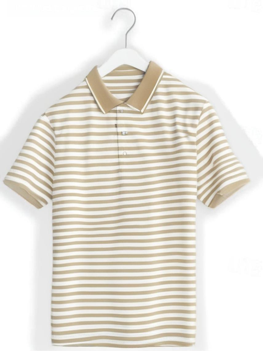 Mack Jonney Men's Striped Cotton Rich Polo T Shirt | Collar Tshirts | Half Sleeves | Stripe-Regular Fit