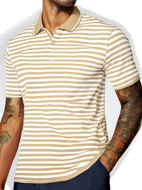 Mack Jonney Men's Striped Cotton Rich Polo T Shirt | Collar Tshirts | Half Sleeves | Stripe-Regular Fit