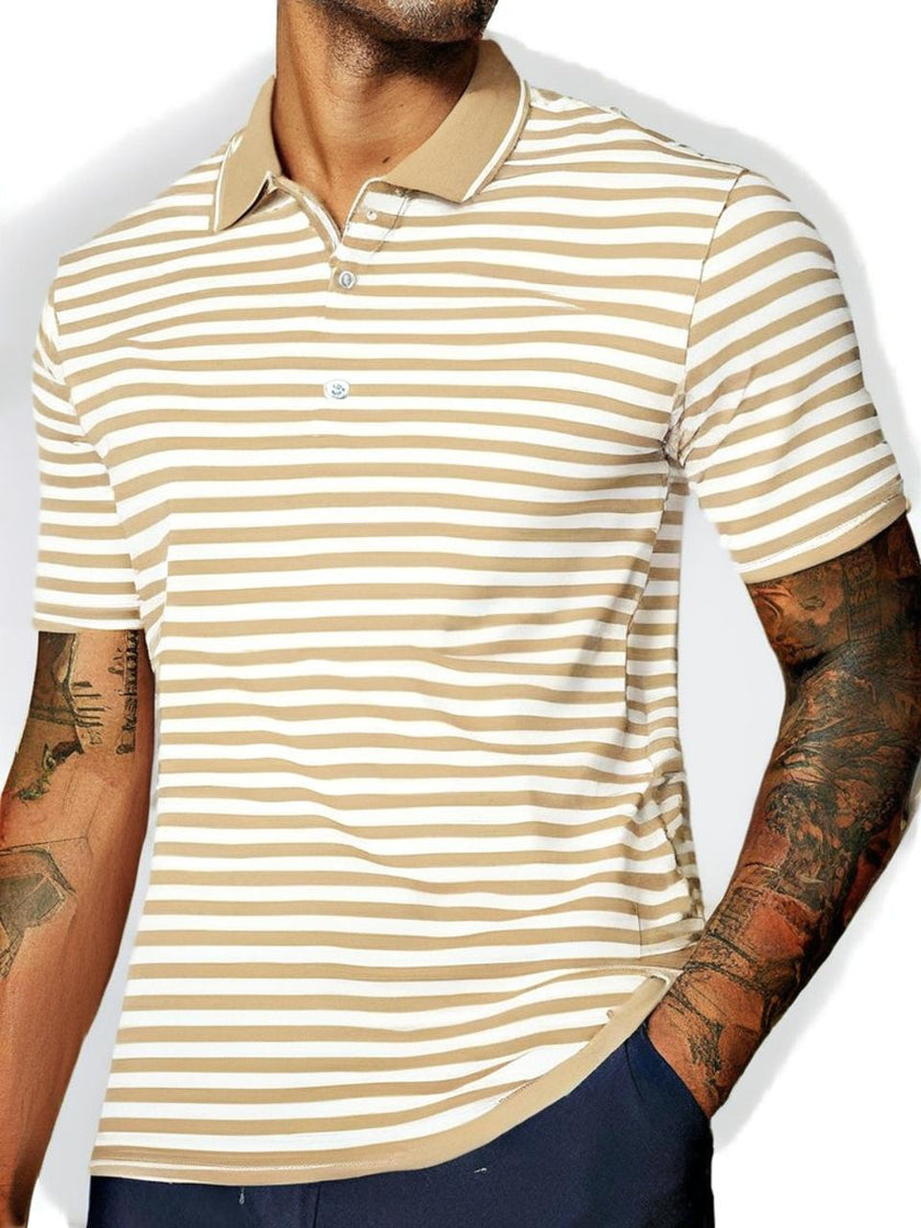 Mack Jonney Men's Striped Cotton Rich Polo T Shirt | Collar Tshirts | Half Sleeves | Stripe-Regular Fit