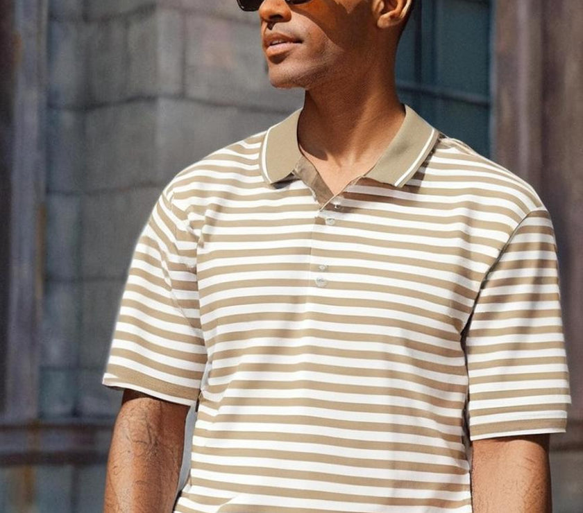 Mack Jonney Men's Striped Cotton Rich Polo T Shirt | Collar Tshirts | Half Sleeves | Stripe-Regular Fit