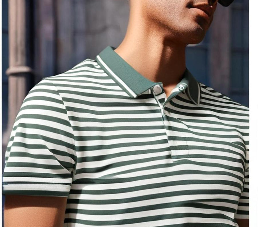 Mack Jonney Men's Striped Cotton Rich Polo T Shirt | Collar Tshirts | Half Sleeves | Stripe-Regular Fit