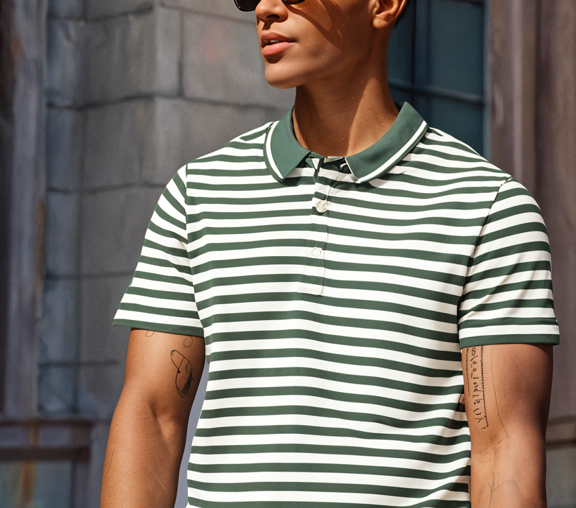 Mack Jonney Men's Striped Cotton Rich Polo T Shirt | Collar Tshirts | Half Sleeves | Stripe-Regular Fit