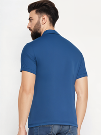 Mack Jonney Men’s Solid Premium Pique Cotton Airforce Color Polo T Shirt | Polo Tshirts | Half Sleeves | Solid-Regular Fit