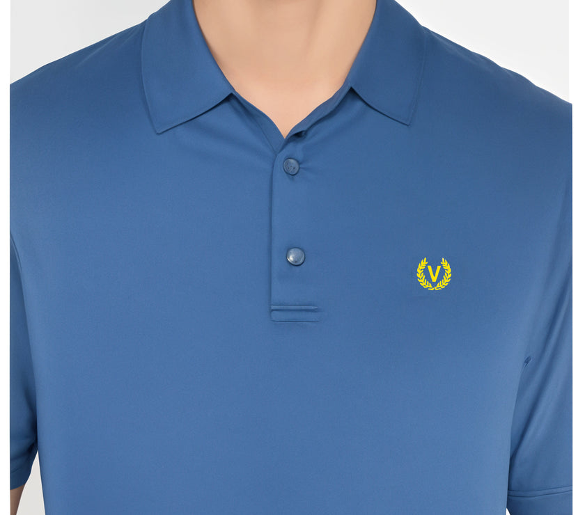 Mack Jonney Men’s Solid Premium Pique Cotton Airforce Color Polo T Shirt | Polo Tshirts | Half Sleeves | Solid-Regular Fit
