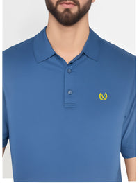 Mack Jonney Men’s Solid Premium Pique Cotton Airforce Color Polo T Shirt | Polo Tshirts | Half Sleeves | Solid-Regular Fit