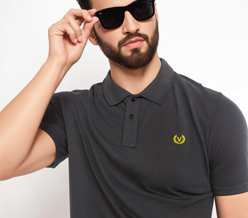 Mack Jonney Men’s Solid Premium Pique Cotton Black Color Polo T Shirt | Polo Tshirts | Half Sleeves | Solid-Regular Fit