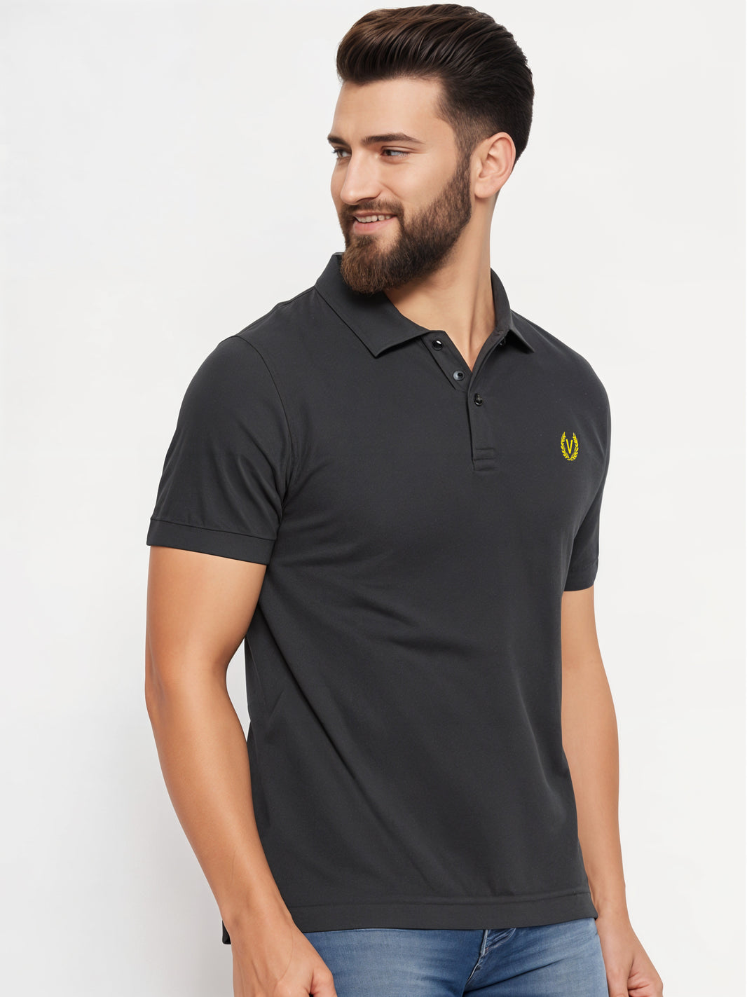 Mack Jonney Men’s Solid Premium Pique Cotton Black Color Polo T Shirt | Polo Tshirts | Half Sleeves | Solid-Regular Fit