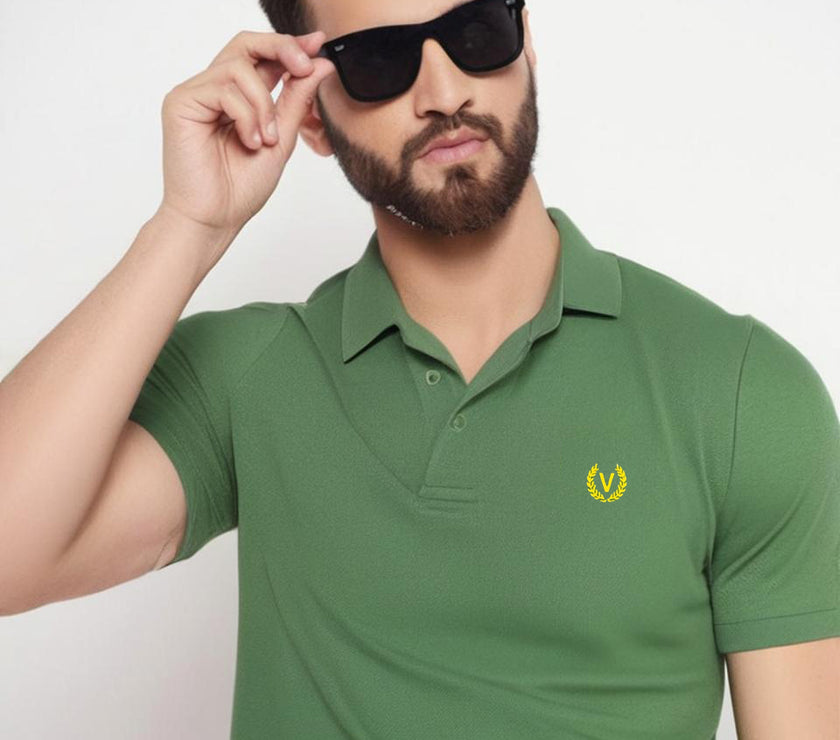 Mack Jonney Men’s Solid Premium Pique Cotton Dark Green Color Polo T Shirt | Polo Tshirts | Half Sleeves | Solid-Regular Fit