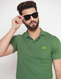Mack Jonney Men’s Solid Premium Pique Cotton Dark Green Color Polo T Shirt | Polo Tshirts | Half Sleeves | Solid-Regular Fit