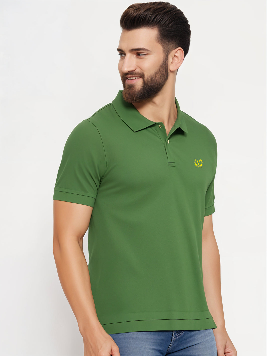 Mack Jonney Men’s Solid Premium Pique Cotton Dark Green Color Polo T Shirt | Polo Tshirts | Half Sleeves | Solid-Regular Fit