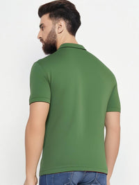 Mack Jonney Men’s Solid Premium Pique Cotton Dark Green Color Polo T Shirt | Polo Tshirts | Half Sleeves | Solid-Regular Fit