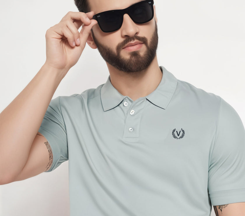 Mack Jonney Men’s Solid Premium Pique Cotton Light Grey Color Polo T Shirt | Polo Tshirts | Half Sleeves | Solid-Regular Fit