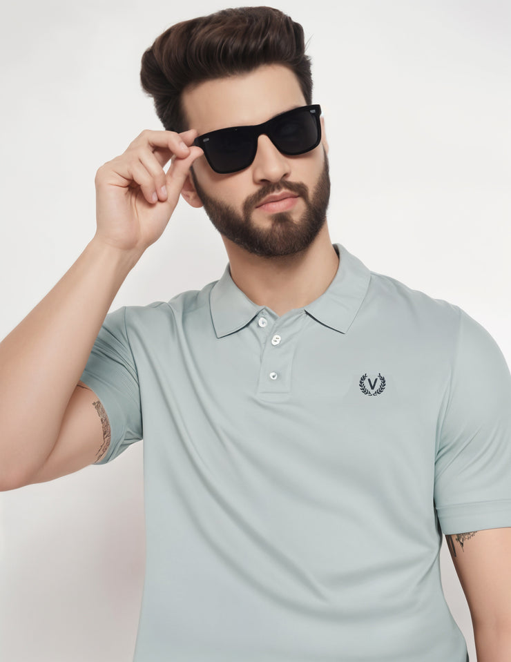 Mack Jonney Men’s Solid Premium Pique Cotton Light Grey Color Polo T Shirt | Polo Tshirts | Half Sleeves | Solid-Regular Fit