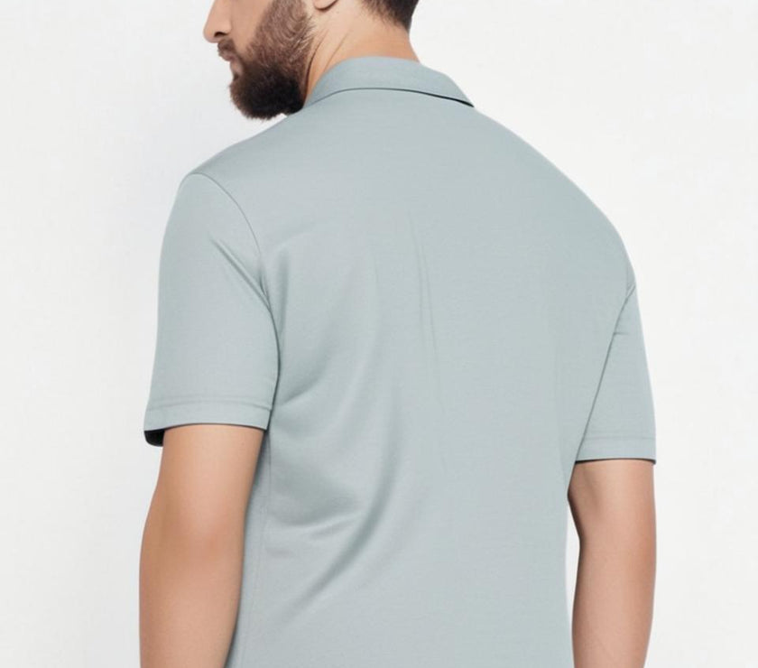 Mack Jonney Men’s Solid Premium Pique Cotton Light Grey Color Polo T Shirt | Polo Tshirts | Half Sleeves | Solid-Regular Fit