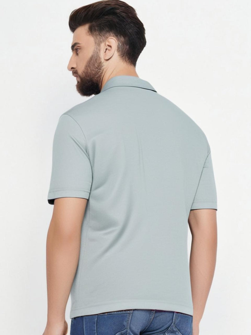 Mack Jonney Men’s Solid Premium Pique Cotton Light Grey Color Polo T Shirt | Polo Tshirts | Half Sleeves | Solid-Regular Fit