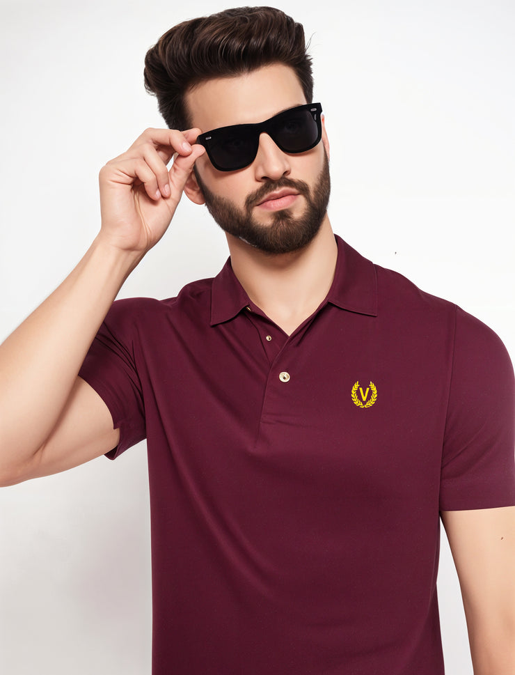 Mack Jonney Men’s Solid Premium Pique Cotton Maroon Color Polo T Shirt | Polo Tshirts | Half Sleeves | Solid-Regular Fit