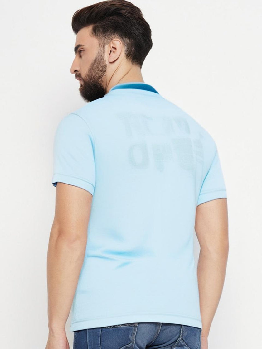 Mack Jonney Men’s Solid Premium Pique Cotton Skyblue Color Polo T Shirt | Polo Tshirts | Half Sleeves | Solid-Regular Fit